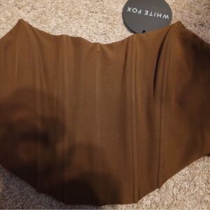 White Fox Brown Corset Cropped Top XS‎